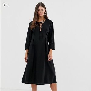 ASOS linen lace up dress
